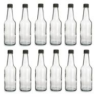 Nakpunar 10 oz Glass Woozy Bottles with Orifice Flow Reducer Sauce Cap- Case of 12