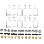 Nakpunar 12 pcs 6.75 oz Heavy Base Glass Nordic Bottles with Cork, Black Plastic and Aluminum Metal Lids for Liquor, Beverages, Lemoncello, Syrups - Made in Italy
