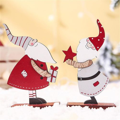  Naladoo 2Pack Christmas Table Fireplace Decoration Signs Santa Claus Sign Christmas Table Centerpiece Father Christmas Wooden Party Decorations for Winter Holiday Christmas Dinner