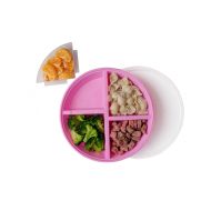 Nalaire BPA-Free Divided Plates for Kids with Lids [2-Pack]  Microwave & Dishwasher Safe Lunch Containers with Lids for Balanced Meals  Plates with Dividers & Removable Fruit Section [Pi