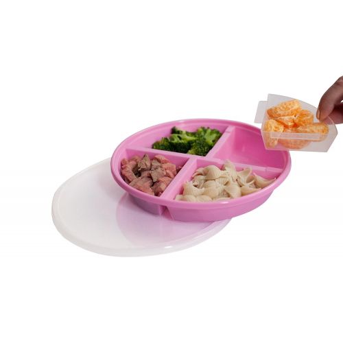  Nalaire BPA-Free Divided Plates for Kids with Lids [2-Pack]  Microwave & Dishwasher Safe Lunch Containers with Lids for Balanced Meals  Plates with Dividers & Removable Fruit Section [Pi