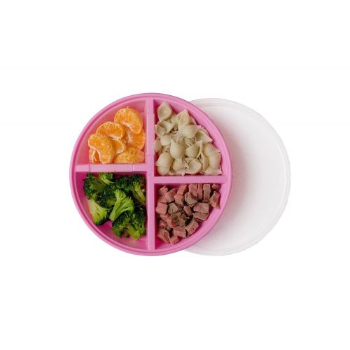  Nalaire BPA-Free Divided Plates for Kids with Lids [2-Pack]  Microwave & Dishwasher Safe Lunch Containers with Lids for Balanced Meals  Plates with Dividers & Removable Fruit Section [Pi