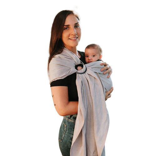  [아마존베스트]Pura Vida Slings Luxury Ring Sling Baby Carrier  Extra Soft Bamboo & Linen Fabric, Full Support and Comfort for Newborns, Infants & Toddlers - Best Baby Shower Gift - Great for Men Too (Soft Rain