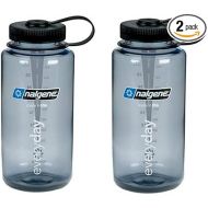 Nalgene Tritan 32 Ounce Wide Mouth Bottle Set of 2 (Grey w/Black)