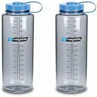 [아마존베스트]Nalgene Silo 48oz Tritan Grey W/Blue Top Wide Mouth Bottle, 2 Bottle Pack, 11.3 Inches Tall by 3.5 Inches in Diameter