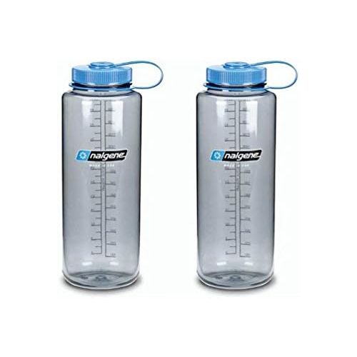  [아마존베스트]Nalgene Silo 48oz Tritan Grey W/Blue Top Wide Mouth Bottle, 2 Bottle Pack, 11.3 Inches Tall by 3.5 Inches in Diameter