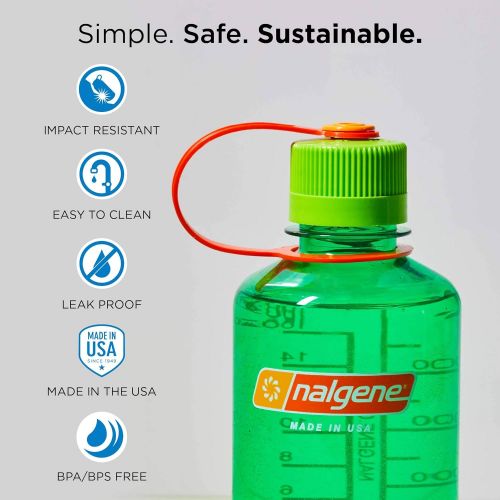  [아마존베스트]Nalgene Tritan 32-Ounce Narrow Mouth BPA-Free Water Bottle, Orange w/Blue Cap
