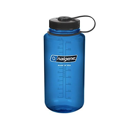  Nalgene Tritan Wide Mouth BPA-Free Water Bottle, Blue w/Black Cap, 32-Ounces