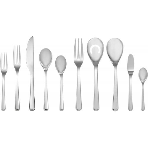  Nambe Aura 45 Piece Flatware Set, Silver