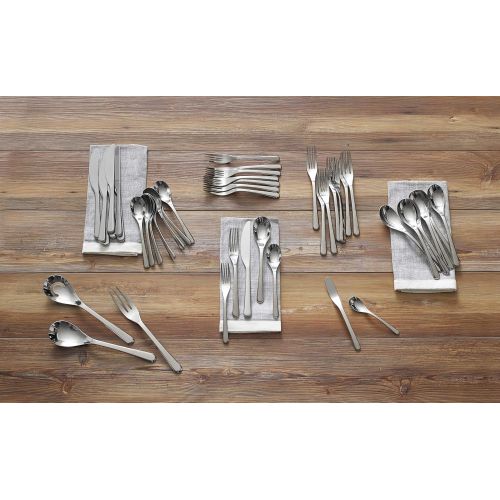  Nambe Aura 45 Piece Flatware Set, Silver