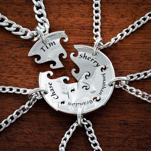  NameCoins 5 Best Friend Necklace, Custom Name Necklaces, Interlocking Puzzle Jewelry By Namecoins