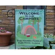 NameFlags Tent Camping Flag, Personalized Garden or House Flag, Welcome to our Campsite