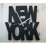 NamedGifts NEW YORK clock, original wall clock. Personalized clock for home decoration. Only wooden clock, black clock handmade and packaging for gift.