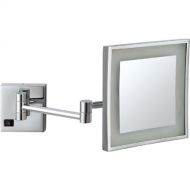 Nameeks AR7701-CR-5x Glimmer Square Wall Mounted LED 5x Magnification Makeup Mirror, Chrome