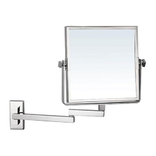  Nameeks AR7722-CR-3x Glimmer Square Wall Mounted Double Face 3x Magnification Makeup Mirror, Chrome