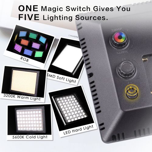  NanGuang RGB66 Adjustable Bicolor Tuneable RGB Dimmable Hard and Soft Light ACBattery Powered LED Panel