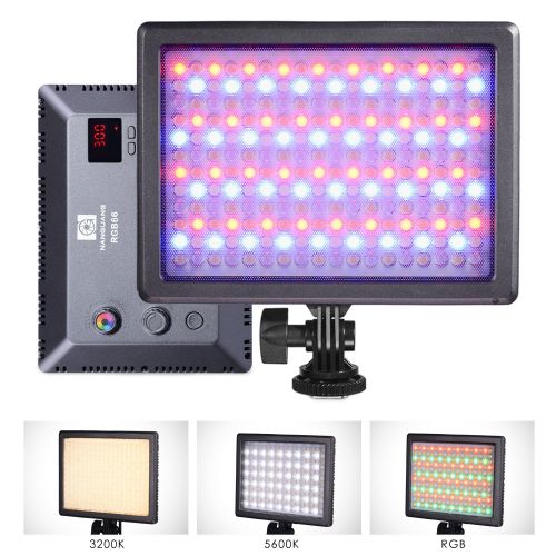  NanGuang RGB66 Adjustable Bicolor Tuneable RGB Dimmable Hard and Soft Light ACBattery Powered LED Panel