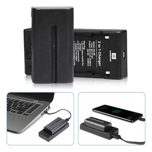  NP F550 Replacement Battery NanGuang Two-Way Portable Charger Set to Work with Battery to Charge...