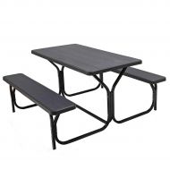 NanaPluz Party Dining Picnic Garden Desk Outdoor Backyard Patio Table Bench Set with Ebook