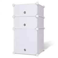 NanaPluz White Plastic DIY Storage Cabinet Bookcase Shelf w/ 3 Compartments with Ebook