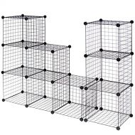 NanaPluz Black 12 Wire Cube Grid DIY Shelves Multi Function Storage w/Ebook