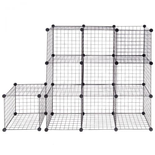  NanaPluz Black 12 Wire Cube Grid DIY Shelves Multi Function Storage w/Ebook