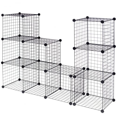  NanaPluz Black 12 Wire Cube Grid DIY Shelves Multi Function Storage w/Ebook