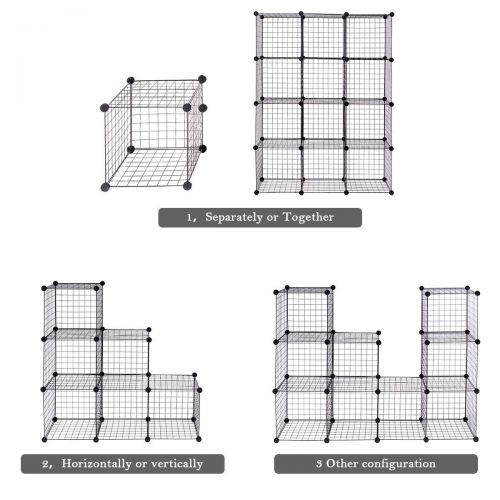  NanaPluz Black 8 Wire Cube Grid DIY Shelves Multi Function Storage wEbook