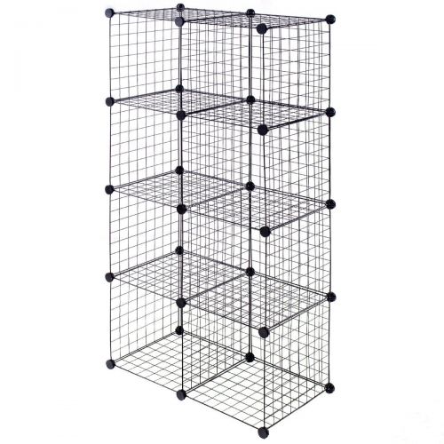  NanaPluz Black 8 Wire Cube Grid DIY Shelves Multi Function Storage wEbook