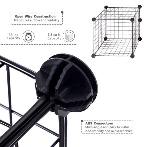  NanaPluz Black 6 Wire Cube Grid DIY Shelves Multi Function Storage Box wEbook