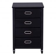 NanaPluz Black Rolling Storage Filing Cabinet w/ 4 Drawers with Ebook