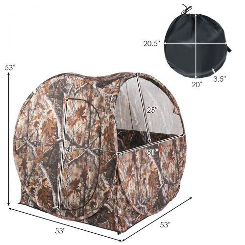  NanaPluz Pop Up Hunting Tent Ground Blind Portable Hunting Blind Waterproof w/Mesh Windows & Ground Nail with Ebook