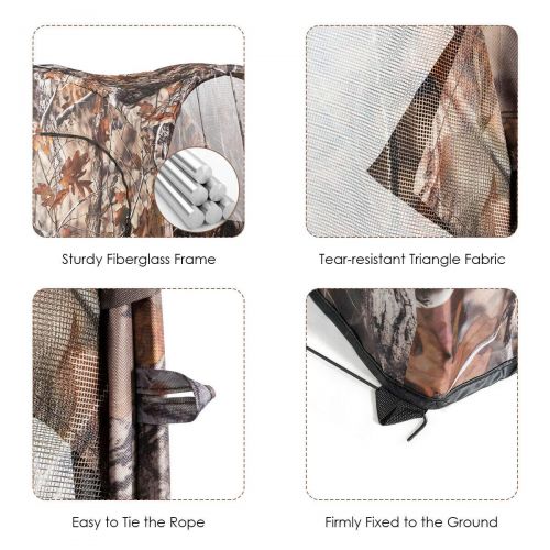  NanaPluz Pop Up Hunting Tent Ground Blind Portable Hunting Blind Waterproof w/Mesh Windows & Ground Nail with Ebook