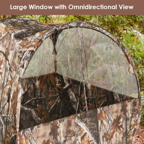  NanaPluz Pop Up Hunting Tent Ground Blind Portable Hunting Blind Waterproof w/Mesh Windows & Ground Nail with Ebook