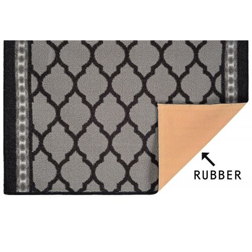  Nance Industries Non Slip Kitchen Bath Hallway Mosaic Runner Mat, 2 in. x 10 ft, Midnight Black