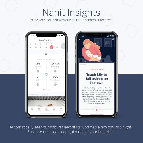  Nanit Plus - Smart Baby Monitor and Wall Mount: Camera with HD Video & Audio - Sleep Tracking - Night Vision - Temperature & Humidity Sensors and Two-Way Audio