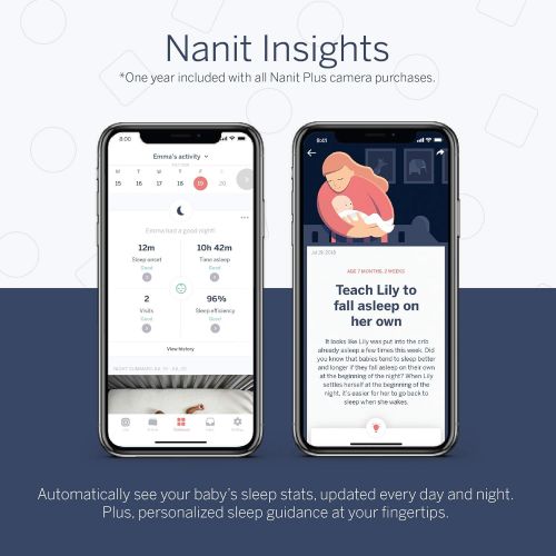  [아마존베스트]Nanit Plus - Smart Baby Monitor and Wall Mount: Camera with HD Video & Audio - Sleep Tracking - Night...