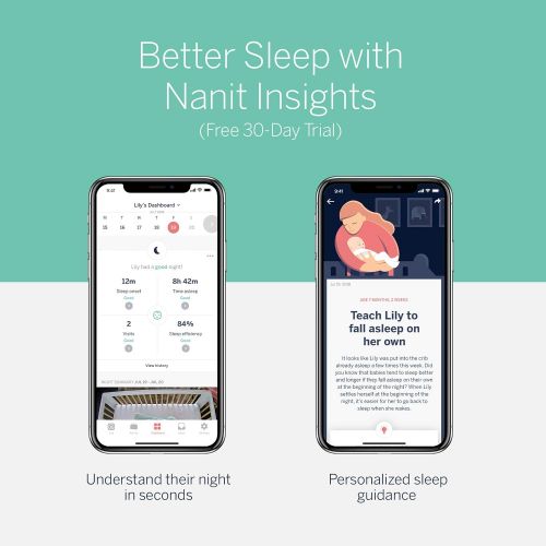  Nanit Smart Baby Monitor and Wall Stand - Camera with HD Video & Audio, Sleep Tracking, Night Vision, Temperature & Humidity Sensors, and Nightlight