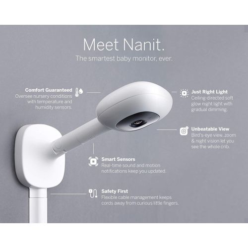  Nanit Plus - Smart Baby Monitor and Floor Stand: Camera with HD Video & Audio - Sleep Tracking - Night Vision - Temperature & Humidity Sensors and Two-Way Audio