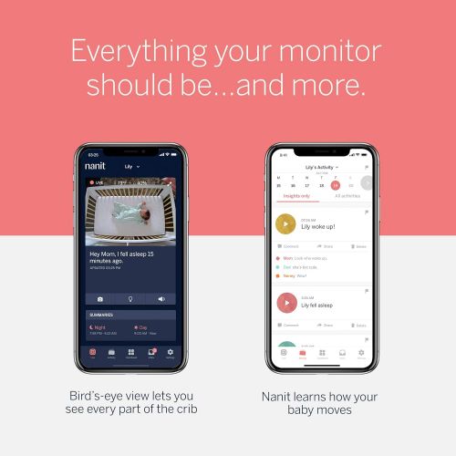  Nanit Plus - Smart Baby Monitor and Floor Stand: Camera with HD Video & Audio - Sleep Tracking - Night Vision - Temperature & Humidity Sensors and Two-Way Audio