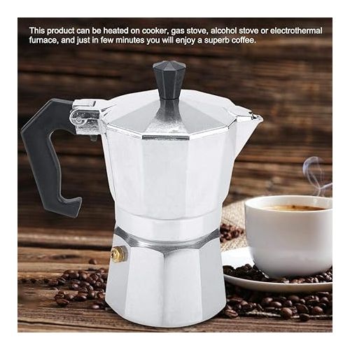  Mocha Pot, Aluminum Classic Espresso Coffee Maker Stove Moka Pot Home Office Use 100ML 2-Cups