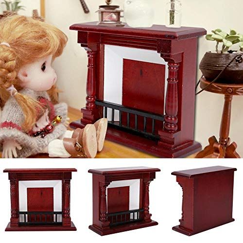  Nannday Dollhouse Furniture, Dollhouse Decoration Furniture Rose Wood Mini Fireplace for 1/12 Scale Doll Accessory for Kids Toy Doll House DIY