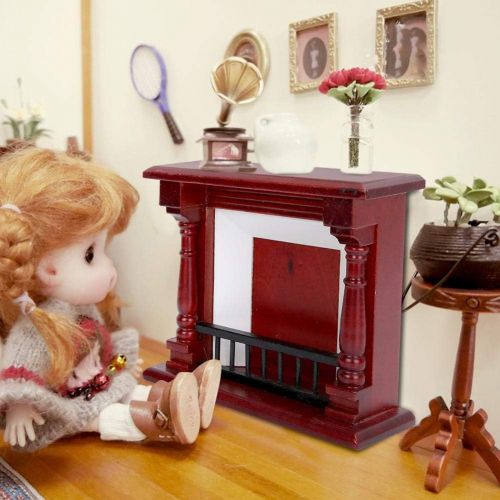  Nannday Dollhouse Furniture, Dollhouse Decoration Furniture Rose Wood Mini Fireplace for 1/12 Scale Doll Accessory for Kids Toy Doll House DIY