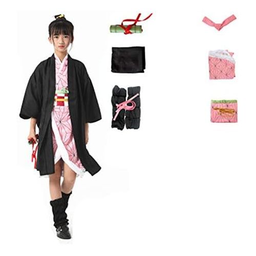  할로윈 용품Nanrui Trade. Tanjirou Kamado kids Kimono Hallowee Kochou Shinobu Uniform Cloak Boys Cosplay Costumes