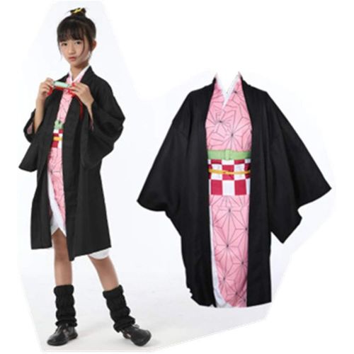  할로윈 용품Nanrui Trade. Tanjirou Kamado kids Kimono Hallowee Kochou Shinobu Uniform Cloak Boys Cosplay Costumes