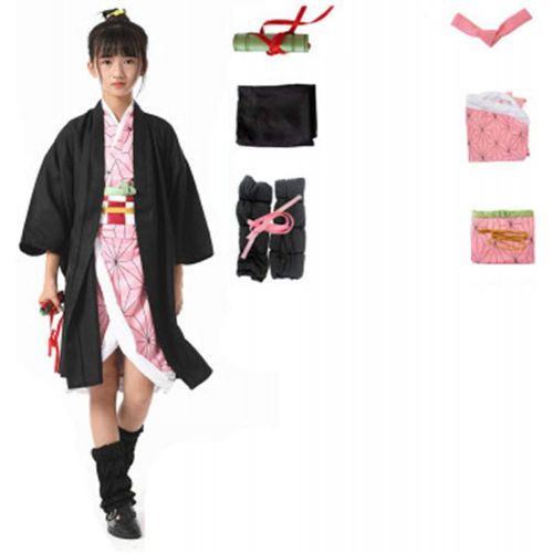  할로윈 용품Nanrui Trade. Tanjirou Kamado kids Kimono Hallowee Kochou Shinobu Uniform Cloak Boys Cosplay Costumes