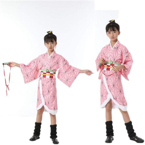  할로윈 용품Nanrui Trade. Tanjirou Kamado kids Kimono Hallowee Kochou Shinobu Uniform Cloak Boys Cosplay Costumes