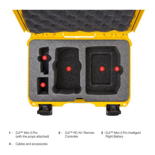  Nanuk 909 Waterproof Hard-Shell Case for DJI Mini 3 Pro & RC-N1 Remote (Yellow)