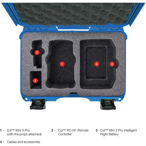  Nanuk 909 Waterproof Hard-Shell Case for DJI Mini 3 Pro & RC-N1 Remote (Blue)