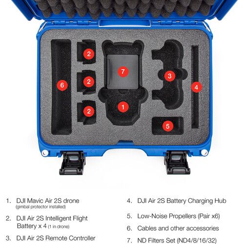  Nanuk 915 Waterproof Hard Case with Insert for DJI Air 2S Fly More Combo (Blue)